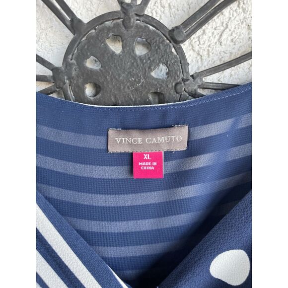 Vince Camuto Wrap Spaghetti Strap Midi Dress- XL - Navy Blue/ White - Picture 7 of 8